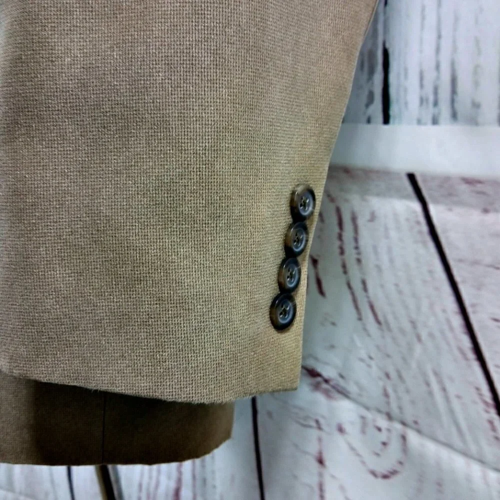 Chaps 44R 2 Button Tan Beige Birdseye Suit Blazer Sports Coat